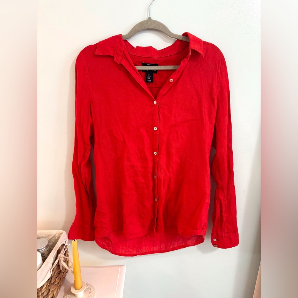 100% Linen Jones New York Button-Down Shirt